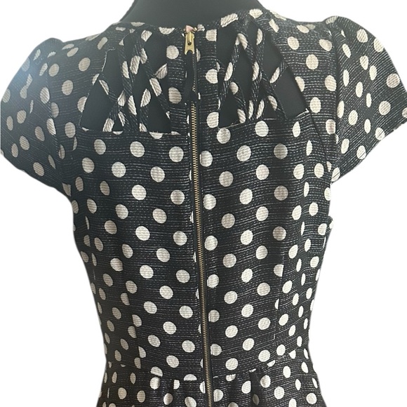 Maeve Retro Inspired Black and White Polka Dot Dress with Flutter Sleeve - Picture 9 of 12